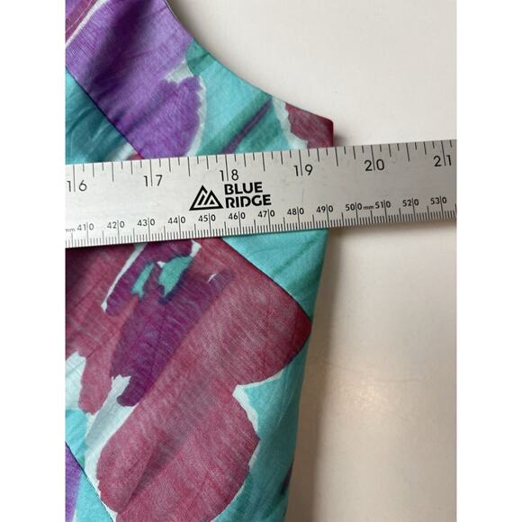 Adrianna Papell Teal and Purple Floral Midi Dress - Picture 4 of 11